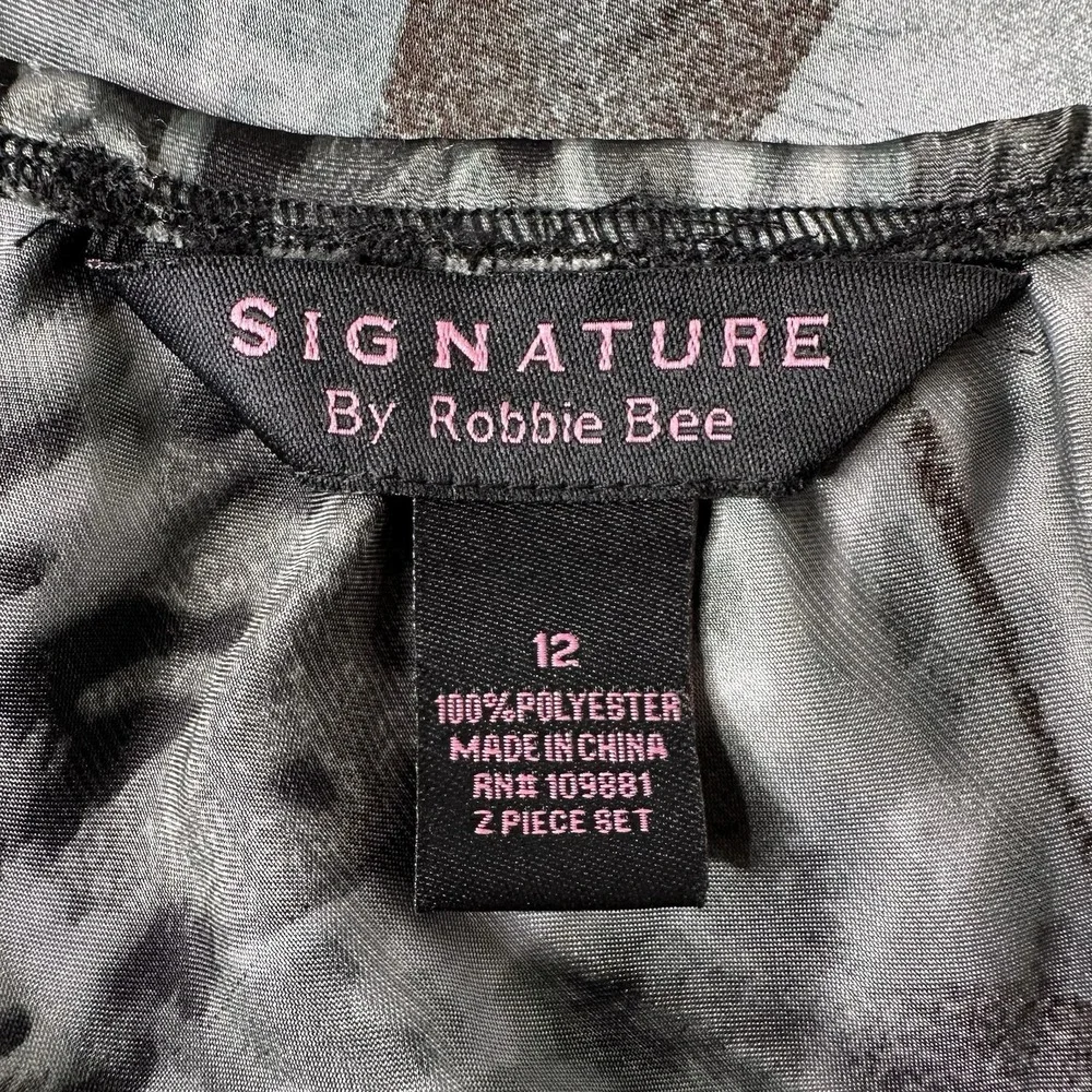 Signature By Robbie Bee Satin Skirt Animal‎ Print Asymmetrical Fairy Y2K Sz 12